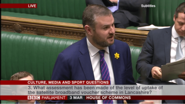Andrew asking a question on broadband in the House of Commons