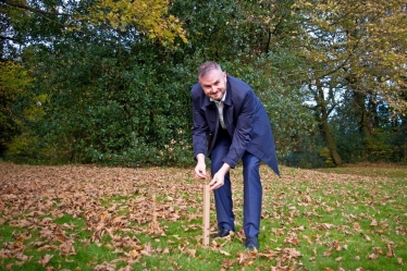 Andrew Stephenson MP with one of the newly planted trees